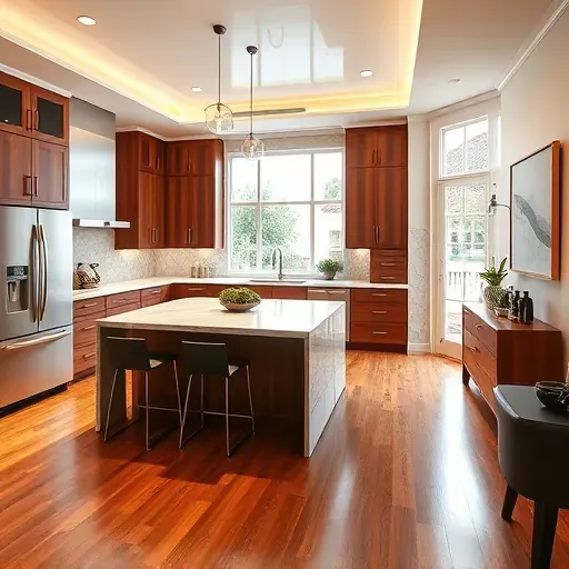 Modern kitchen remodel in Coral Springs FL with sleek appliances, marble counters, custom cabinetry, and warm lighting.