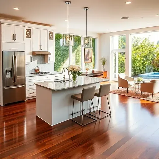 Modern Fort Lauderdale kitchen with white cabinetry, granite counters, stainless appliances, and inviting island seating.