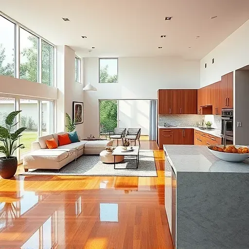 Modern living space in Sunrise FL featuring open-concept design, sleek furniture, and vibrant accents throughout.