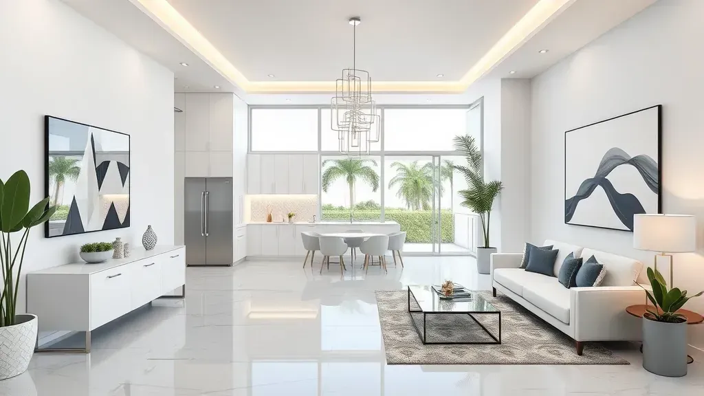 Remodeling in Hollywood FL showing a modern kitchen with new cabinets and appliances.