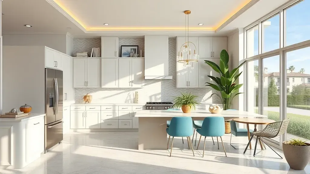 Remodeling in Hialeah, FL showcasing modern kitchen upgrades and vibrant interior design.