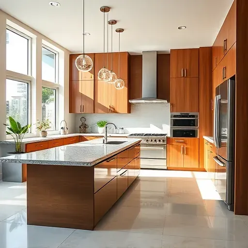 Remodeled kitchen in Coral Springs FL with sleek stainless steel appliances and polished granite island, bright and inviting.