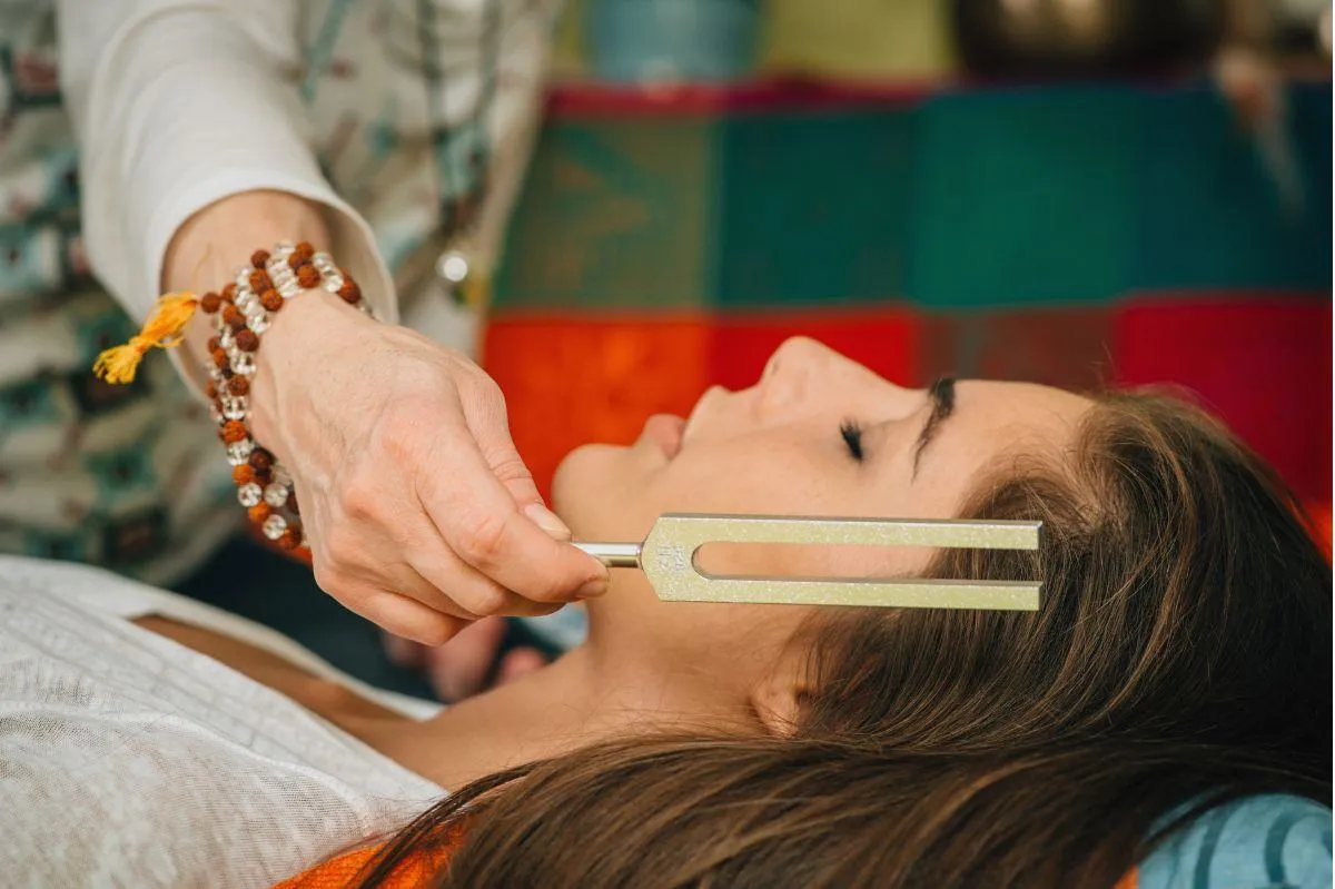 Biofield Tuning fork therapy for vibrational healing and emotional stress relie