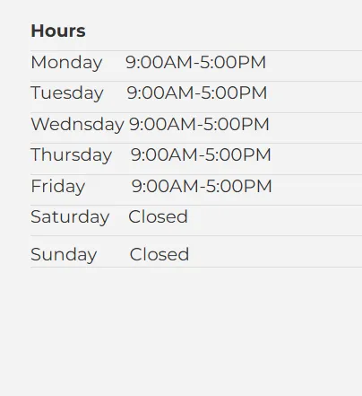 Our hours