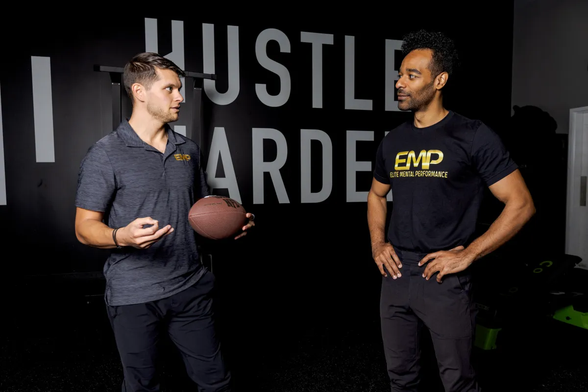Mental Coach Alex working with a football player