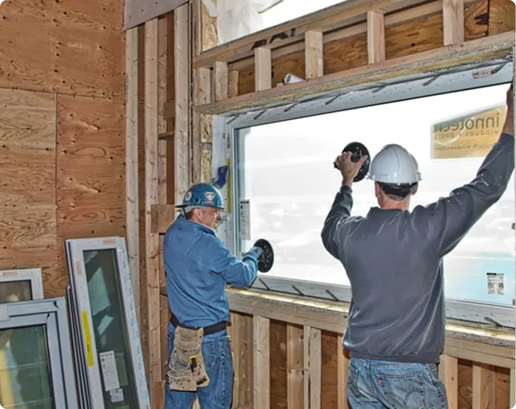Professional bathroom remodelers from Rhode Island Bath & Shower working on a renovation project