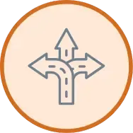 orange circle with a multi-route icon