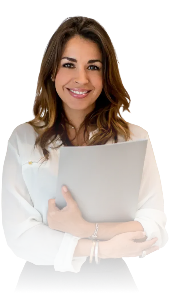 Female insurance agent in white shirt