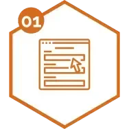 orange hexagon with form icon