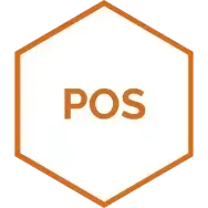orange hexagon with POS text