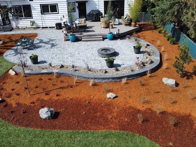 outdoor living area with fire pit