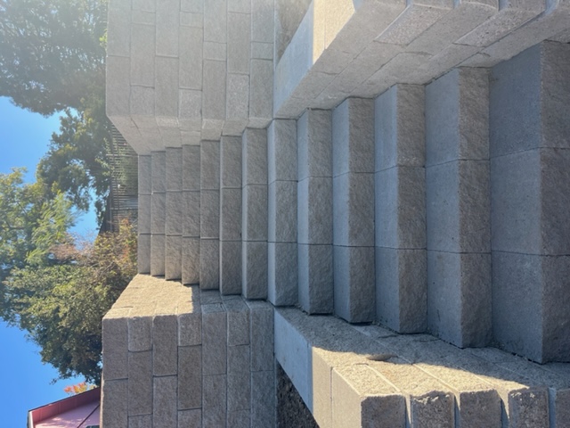 outside stone staircase and retaining wall