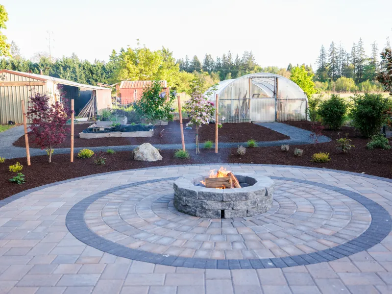 stone patio with fire pit 