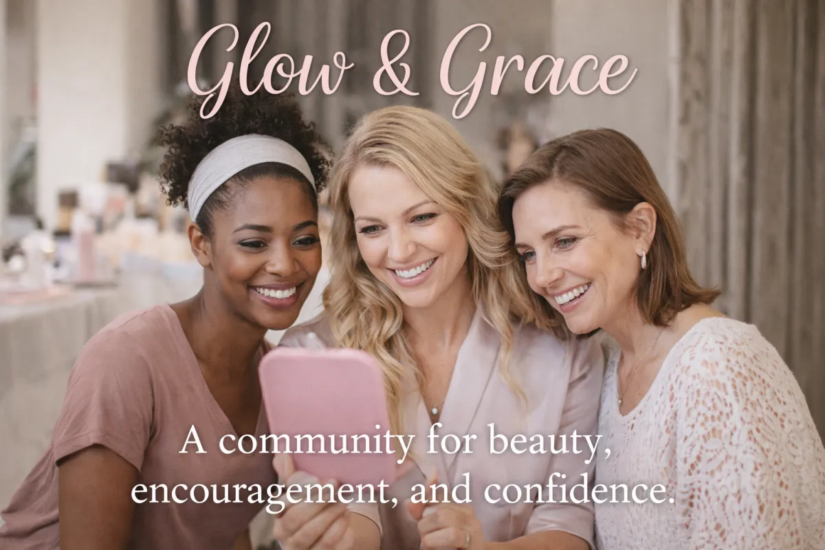 Women enjoying a beauty and confidence experience through the Glow & Grace community