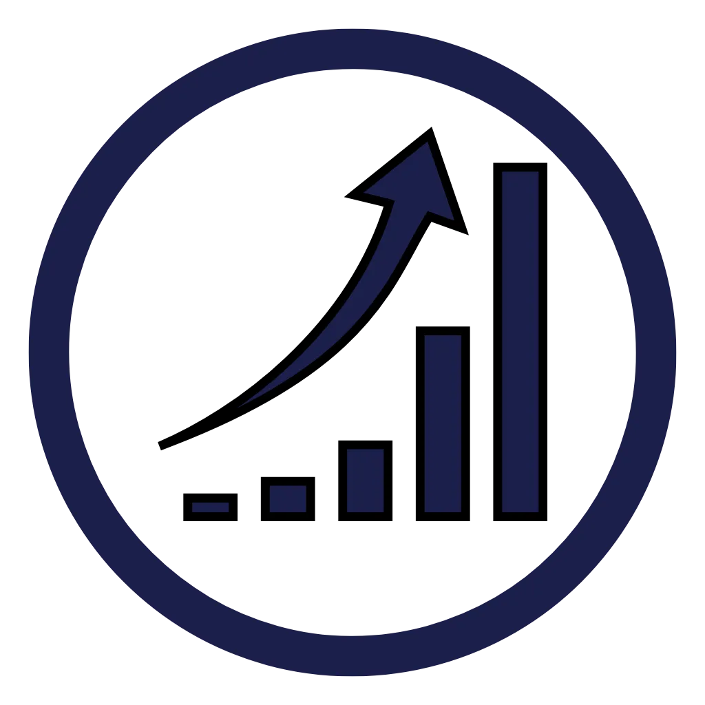 Navy blue icon representing executive coaching and scaling strategy — focused on business growth and leadership development by Gossage Consulting.