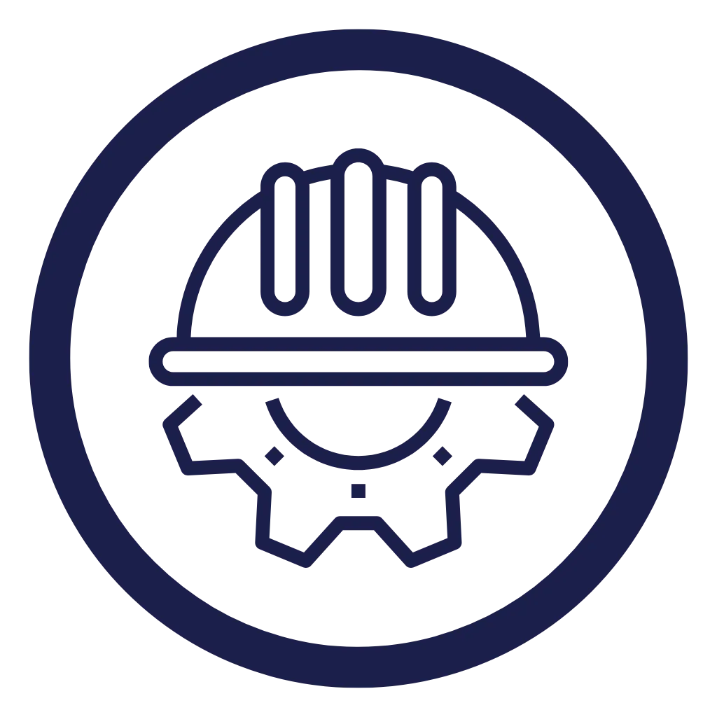 Navy blue icon representing a custom AI business engine — built for automation, scalability, and smart system integration by Gossage Consulting.