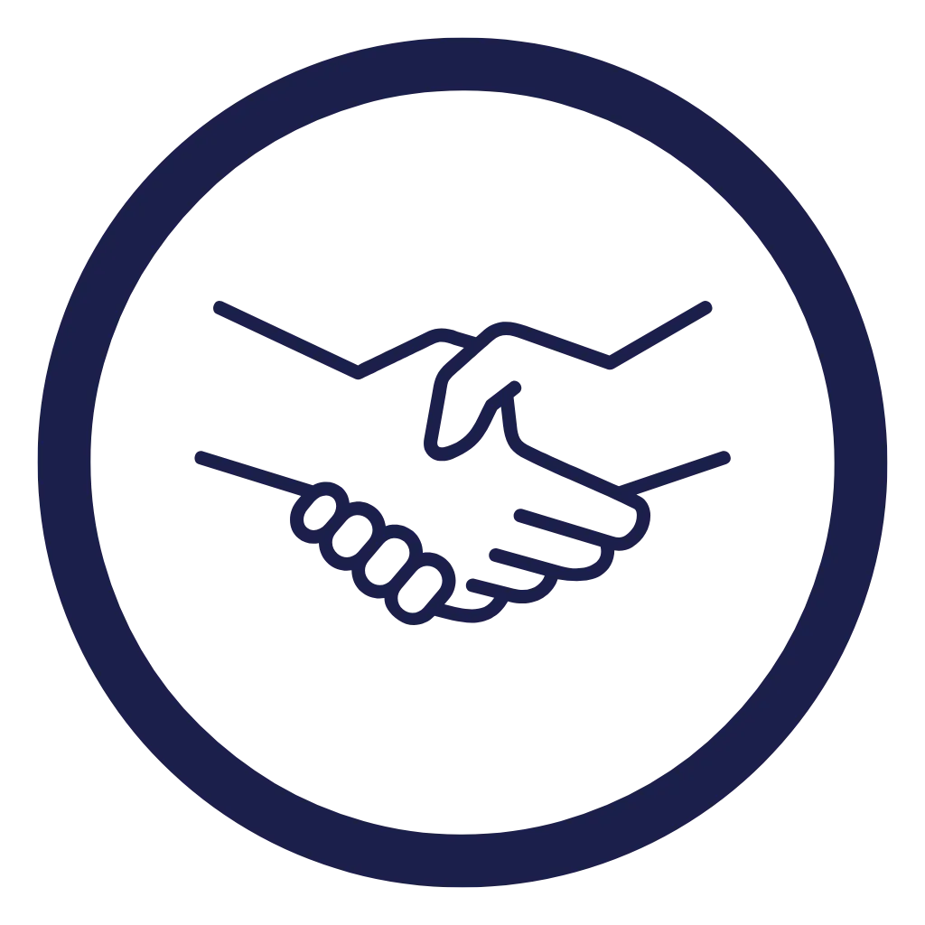 Navy blue icon representing built-in visibility and partnership platform — designed to foster collaboration and business growth through Gossage Consulting.