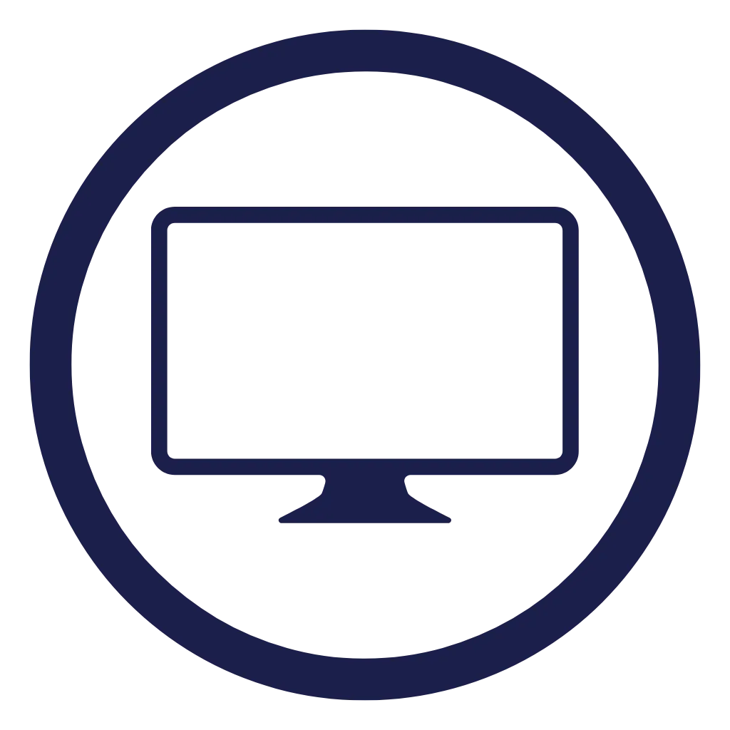 Navy blue icon representing plug-and-profit digital products — ready-to-sell online assets designed for revenue growth by Gossage Consulting.
