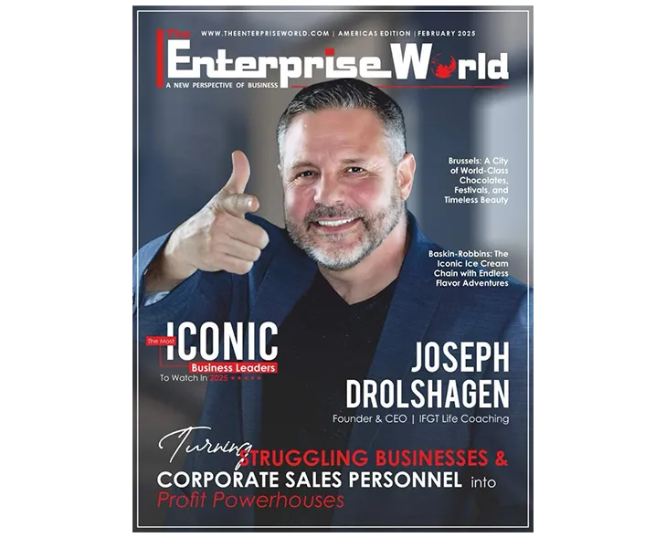 Enterprise World magazine cover featuring Joseph Drolshagen, Founder and CEO of IFGT Life Coaching, recognized as one of the most iconic business leaders to watch in 2025.