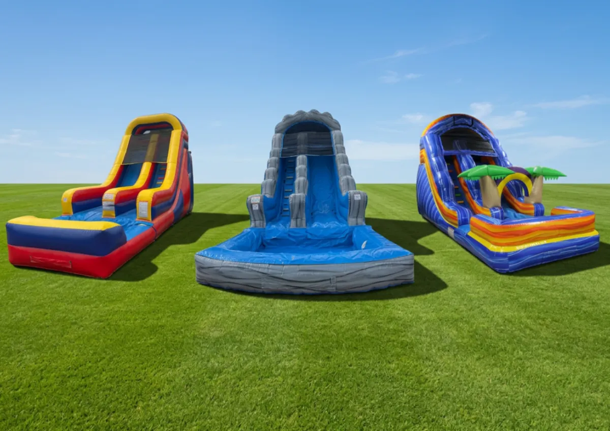 Kids on a waterslide