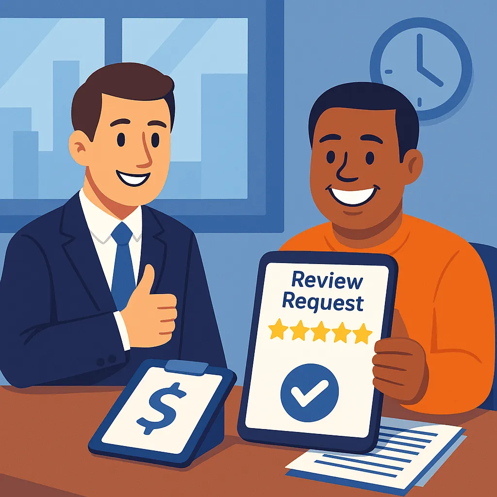 Solenzo automation enables financial advisors to collect consistent five-star reviews with automated check-ins after meetings, building trust and reputation without extra effort.