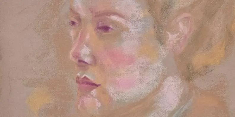 Soft Pastel of life model, a portrait of a young woman