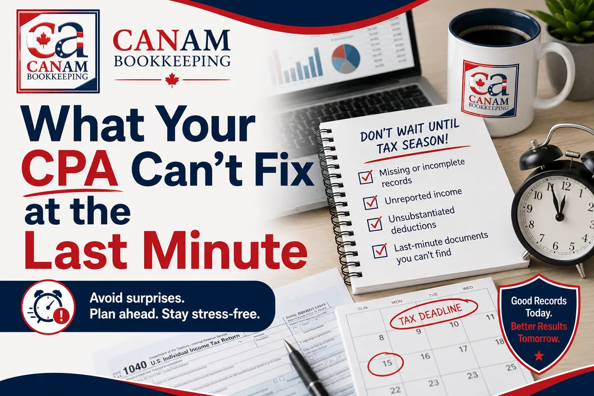 CPA and small business owner reviewing finances in office