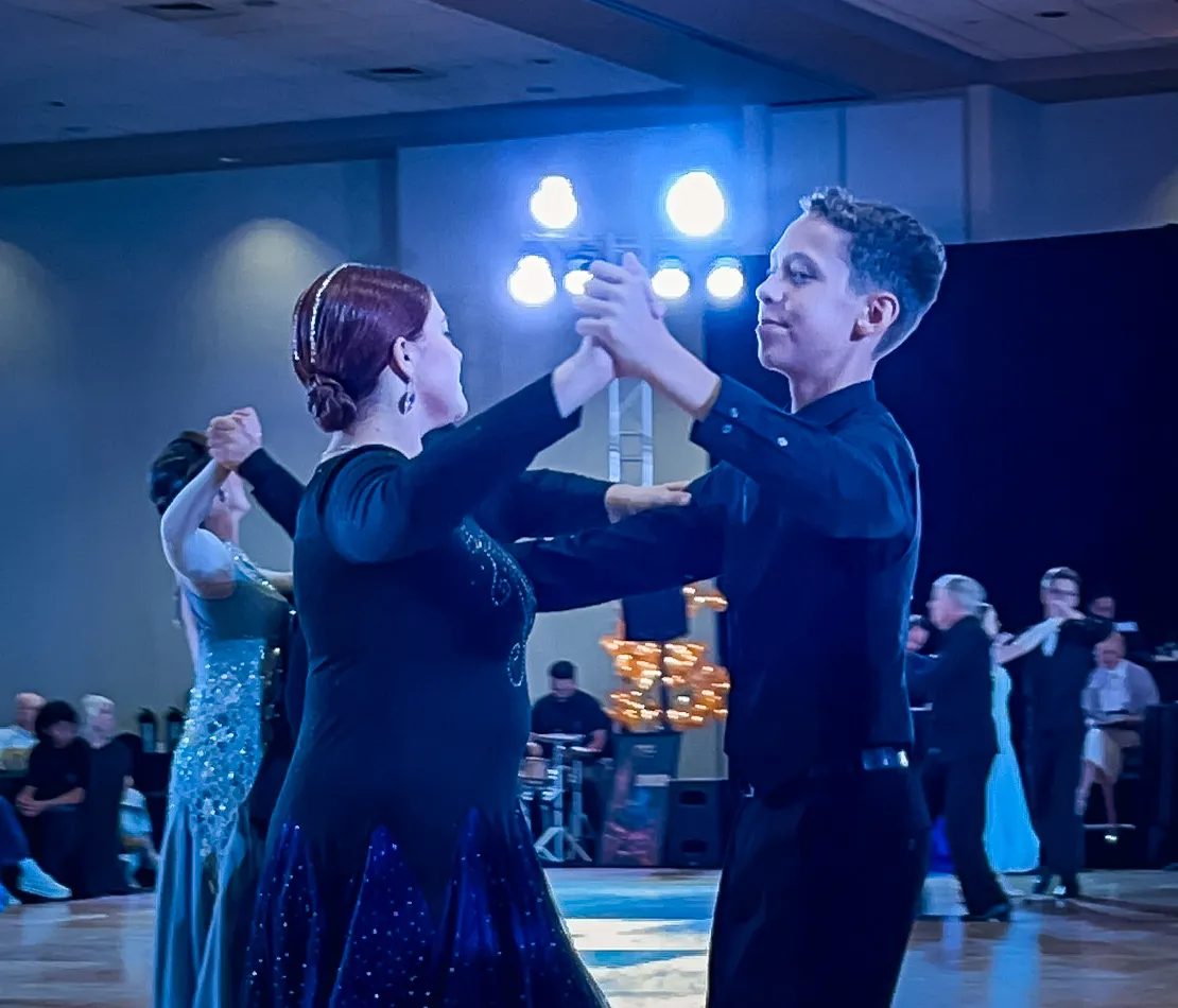 Phoenix Ballroom Academy student couple dancing Smooth at a ballroom competition