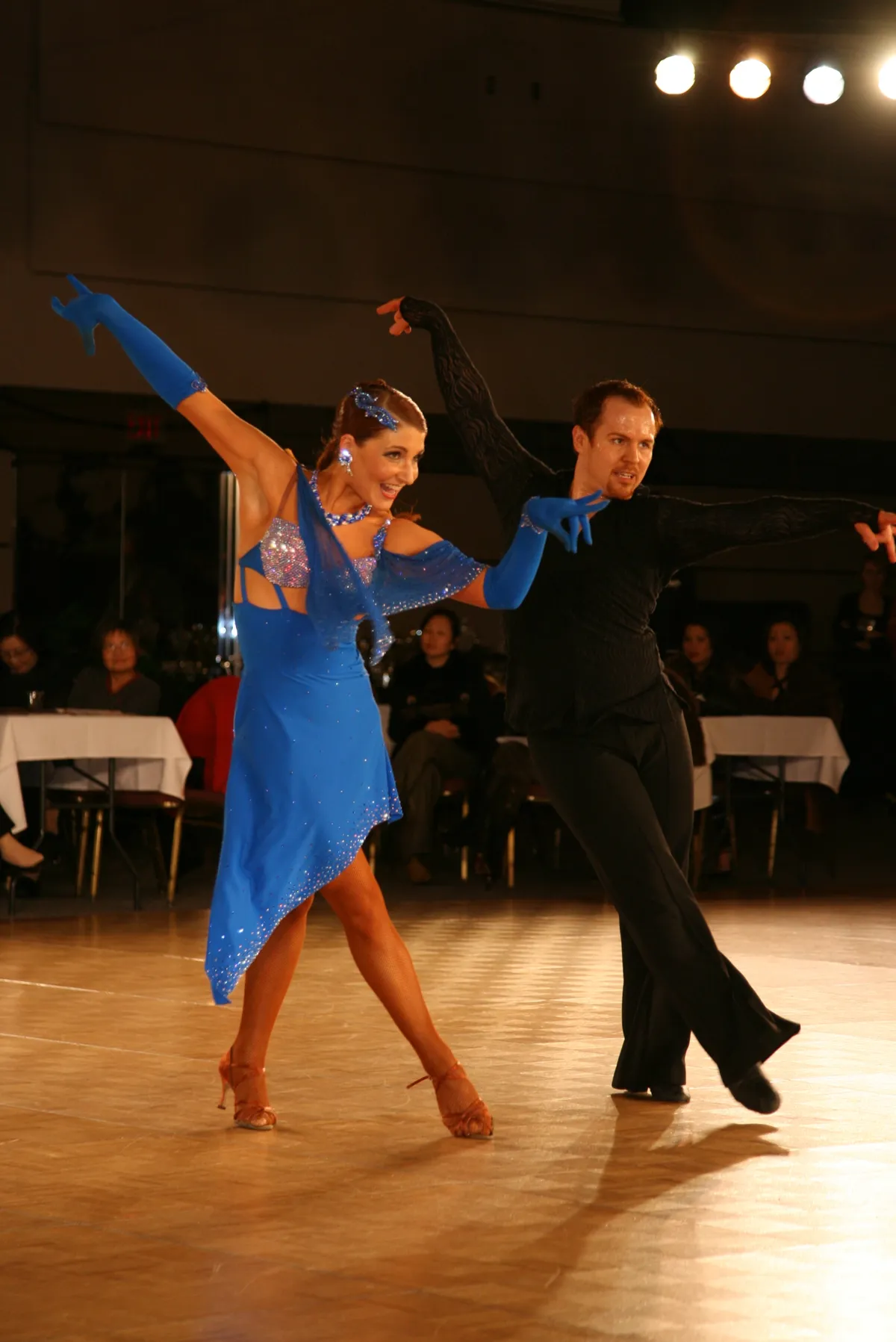 Ross Pearce and his professional partner dancing American Rhythm