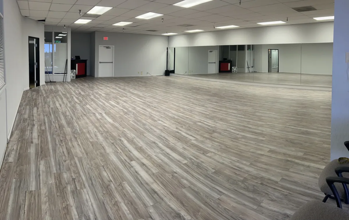 Large ballroom dance studio at The Phoenix Ballroom Academy in Chandler