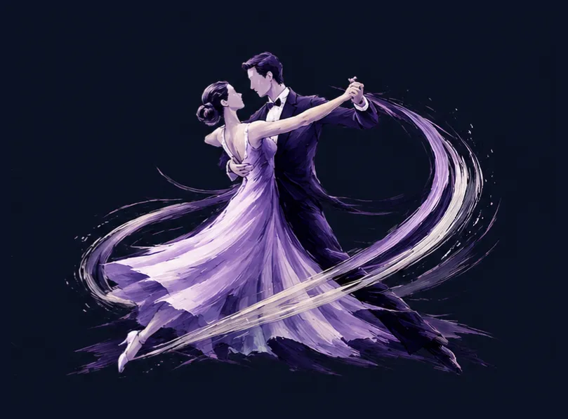 Abstract artwork representing elegant, flowing ballroom dancing.