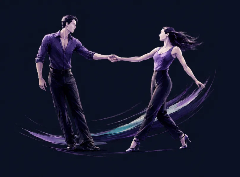 Abstract artwork representing smooth, contemporary West Coast Swing.