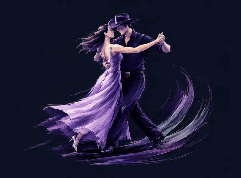Abstract artwork representing progressive Country partner dancing.