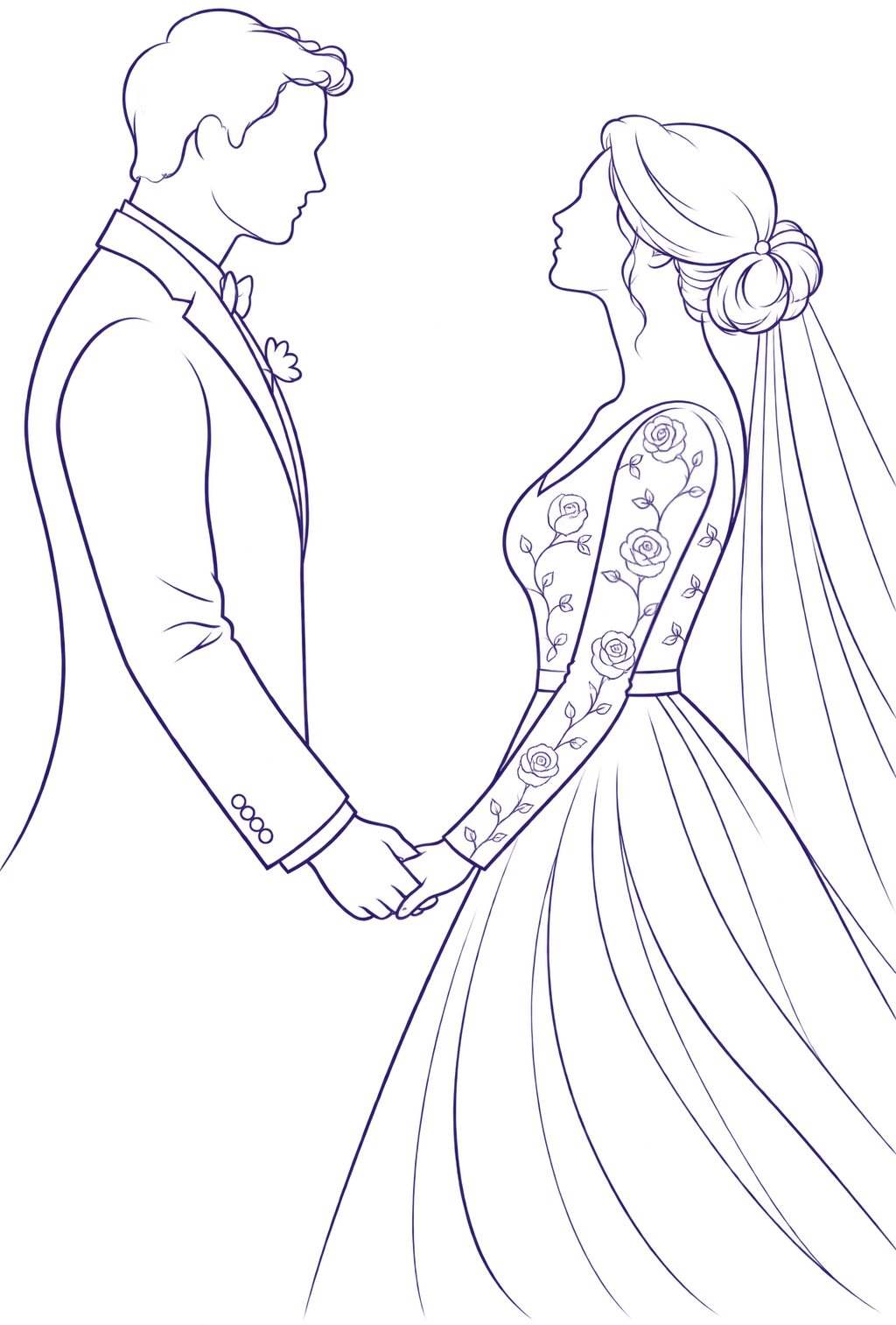 Bride and groom holding hands before their first dance.