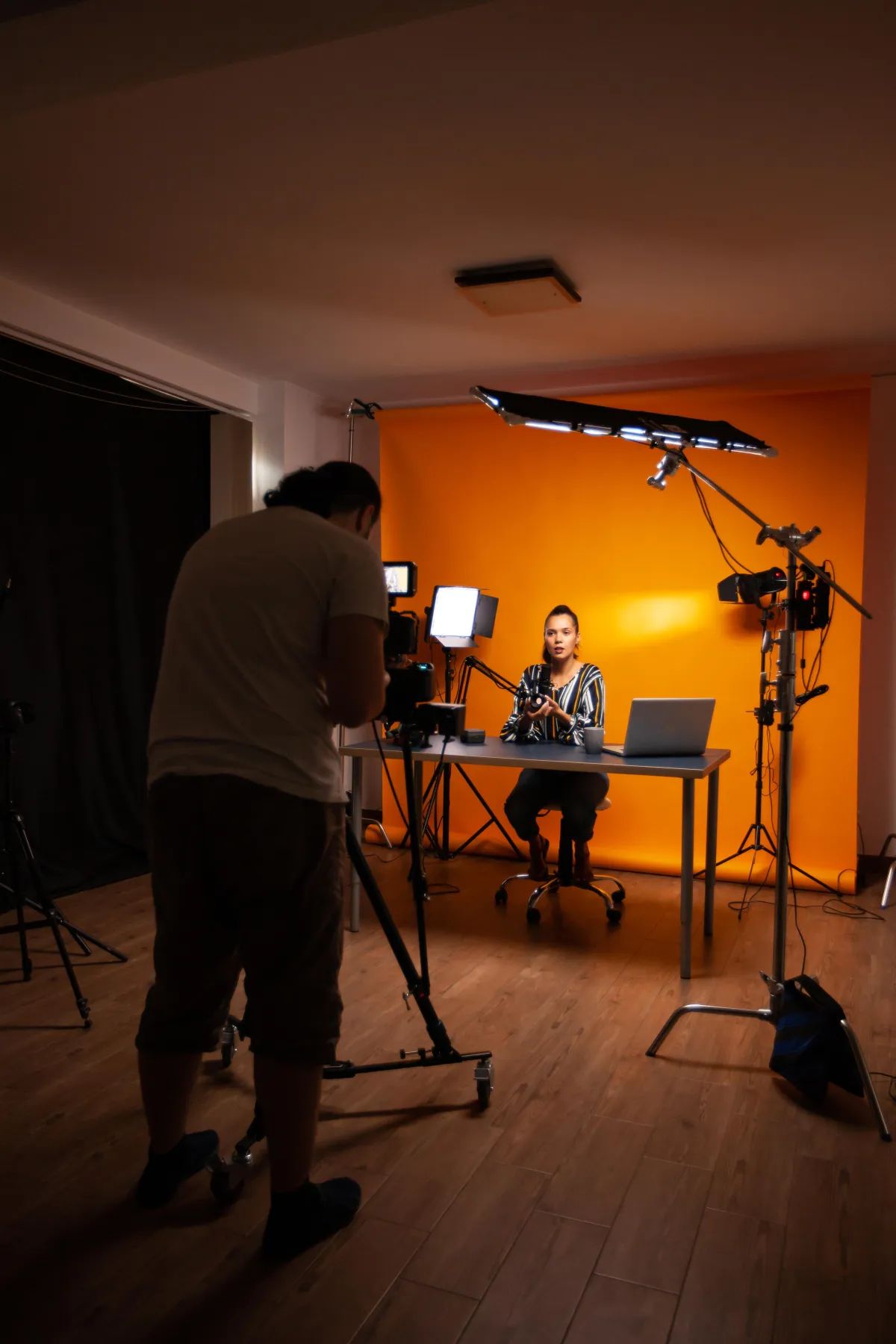 Image of YouTuber and videographer in a studio