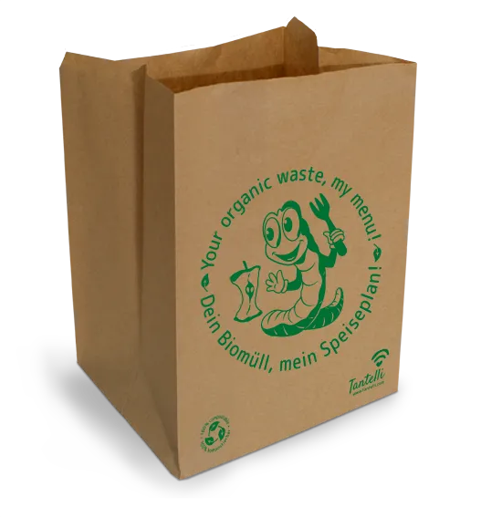 Tantelli Biomüllbeutel 10L aus Kraftpapier – kompostierbar, nassfest, plastikfrei, 45 Stück