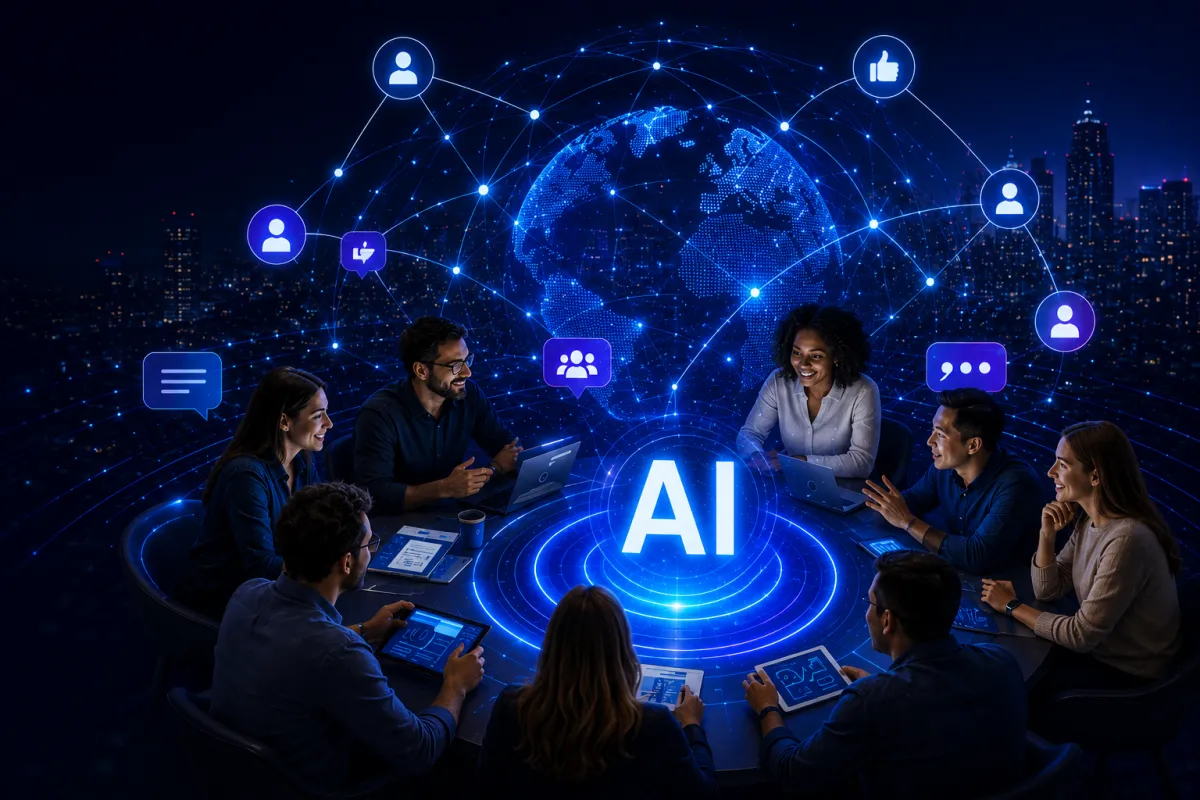 AI-powered global collaboration and community connecting professionals worldwide.