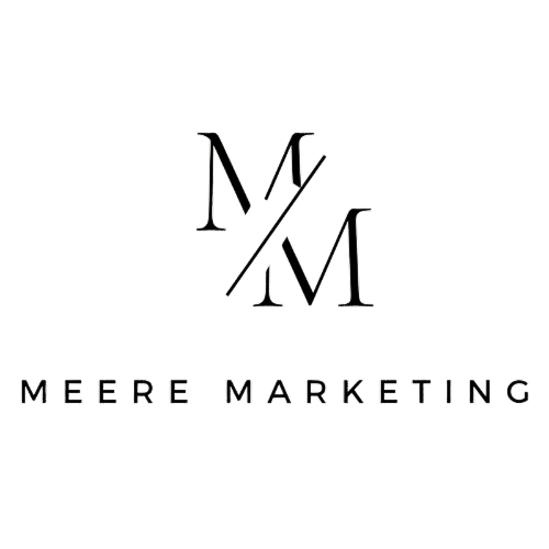 White Meere Marketing logo, a marketing company specialising in the home improvement industry, helping businesses like roofers build websites and run advertising campaigns. Directed by Jay and Jordan Meere.