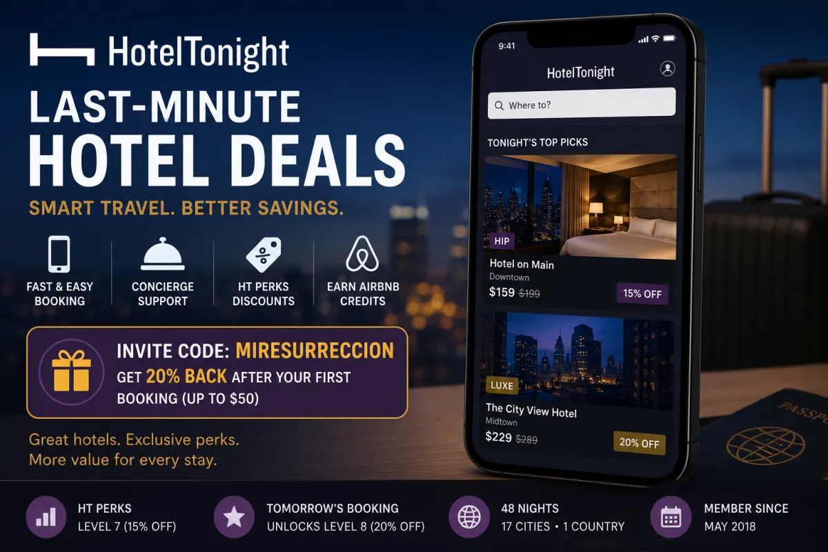 HotelTonight Review: HT Perks, Airbnb Credits & Invite Code MIRESURRECCION