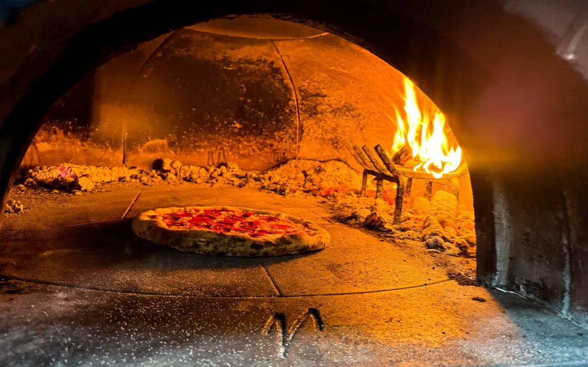pizza with wood-fired oven