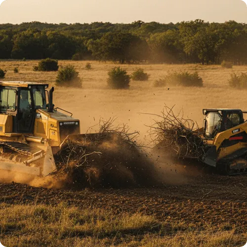 R&R Dirtworks heavy equipment clearing land in Denton County
