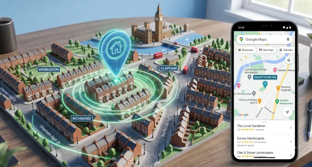 How Landscaping businesses in Uk can increase the radius their Google maps are shown to people.