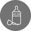 Baby bottle and scoop icon on gray background.