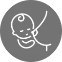 Icon of a baby breastfeeding, depicted in a simple line drawing.