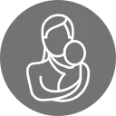 Icon of a person holding a baby, outlined in white.
