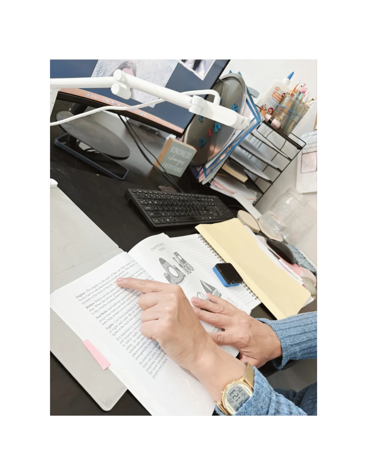 Child reading a physical book independently, feeling empowered and supported
