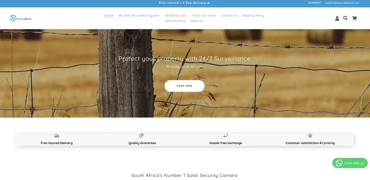 SA Surveillance solar surveillance cameras website preview