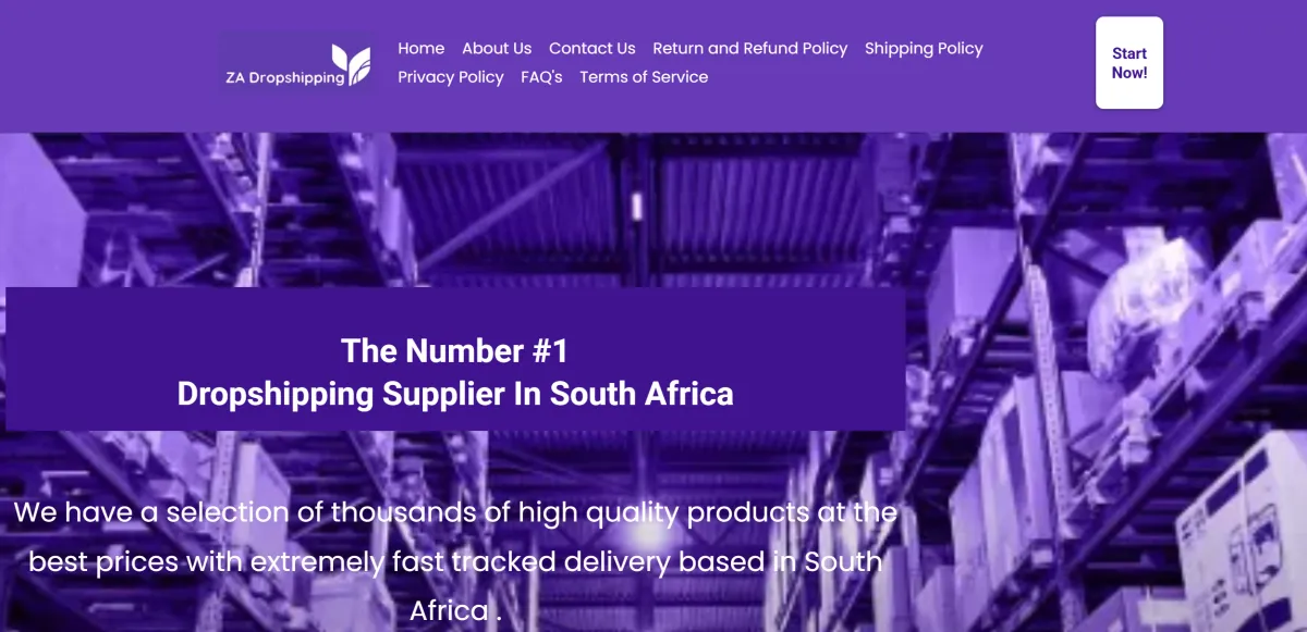 ZA Dropsipping e-commerce dropshipping supplier website preview