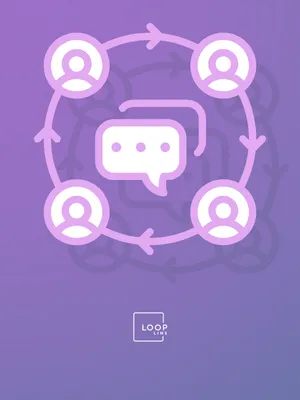 Illustration de l’accompagnement client chez Loopline, avec des interlocuteurs connectés autour d’une conversation centrale pour représenter une agence digitale à taille humaine.