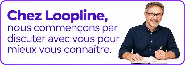 Luc, cofondateur de Loopline à Saint-Malo, échange avec ses clients pour comprendre leurs besoins et leur proposer des outils digitaux adaptés.